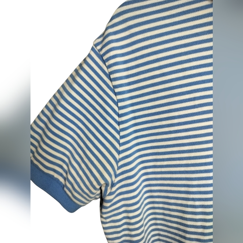 M474) Polo Ralph Lauren Men's Classic Blue Striped Cotton Shirt Size Large - Picture 2 of 7